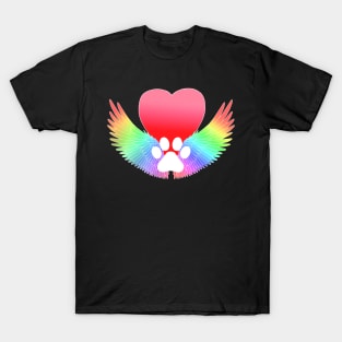 Rainbow Bridge Guardian Angel Pawprint T-Shirt